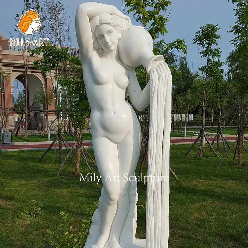 Sexy White Marble Nude Women Statue Lying Lady Sculpture