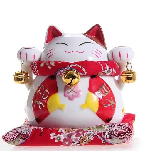 Porcelana japonesa decorativa Cerámica dinero Fortune Lucky Gato