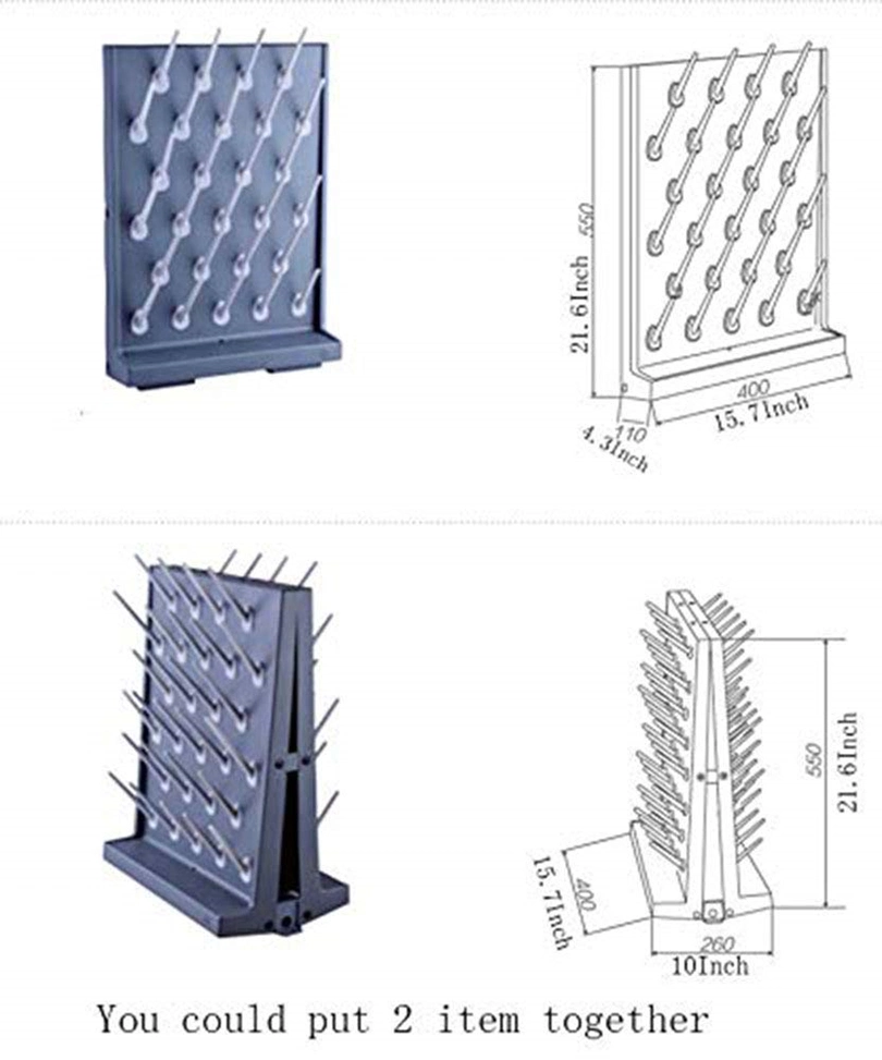 Tendedero 27 clavijas de alimentación de Pegboard Bench-Top Laboratorio Laboratorio de pared de vidrio desmontable de 27 clavijas Vaciado Secado de Laboratorio Equipos de limpieza con cremallera gris