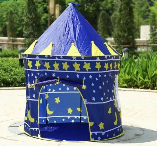 Portable Ultralight Folding Kids Toy Play Tent Princess Castle Tent Blue Color for Boy Baby