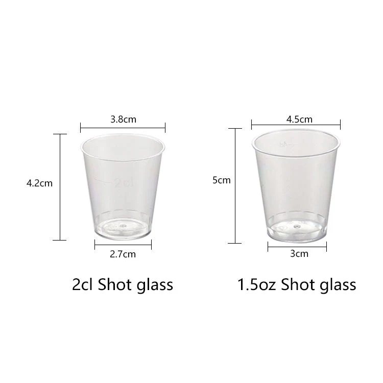 Party Wedding Bar Custom Logo Plastic Shot Glasses 1 Oz /20ml/1.5 Oz 2 Oz 50ml Disposable Shot Glass with Logo