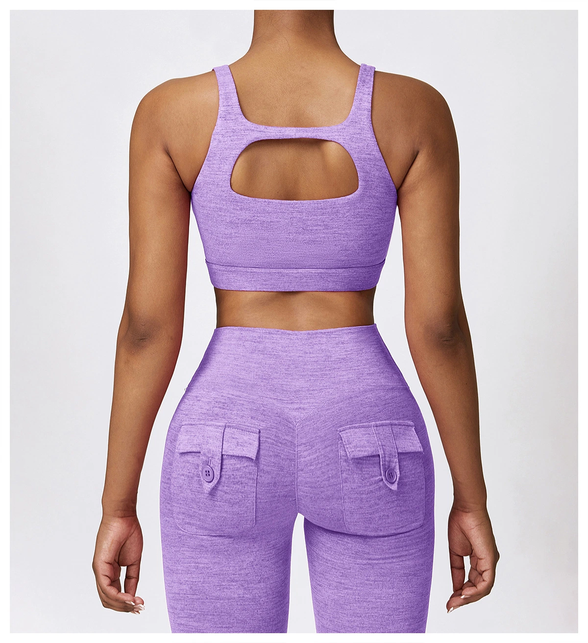 Wholesale/Supplier High quality/High cost performance  Cutout Design Yoga Sports Bra Gym Fitness Outfit Leggings with Pocket Women Active Wear Sets