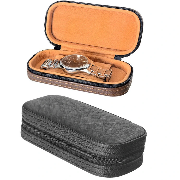 High-End Cross Pattern Leather Watch Case Crocodile Pattern Mechanical Watch Receiving Bag Watch Receiving Box Embossing Logo