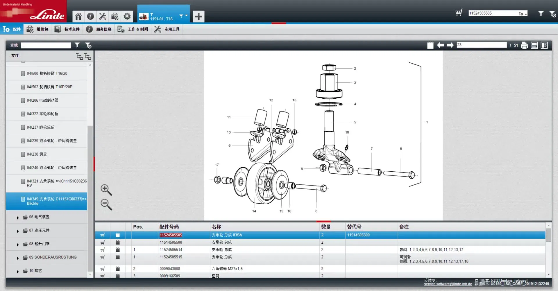 Caster Wheel with 1153 1152 Bearing for Linde Vehicle Use