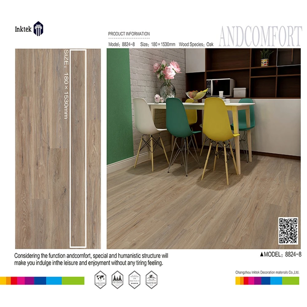 Natural Wood Effect Lvt PVC Vinyl Click Floor Tiles