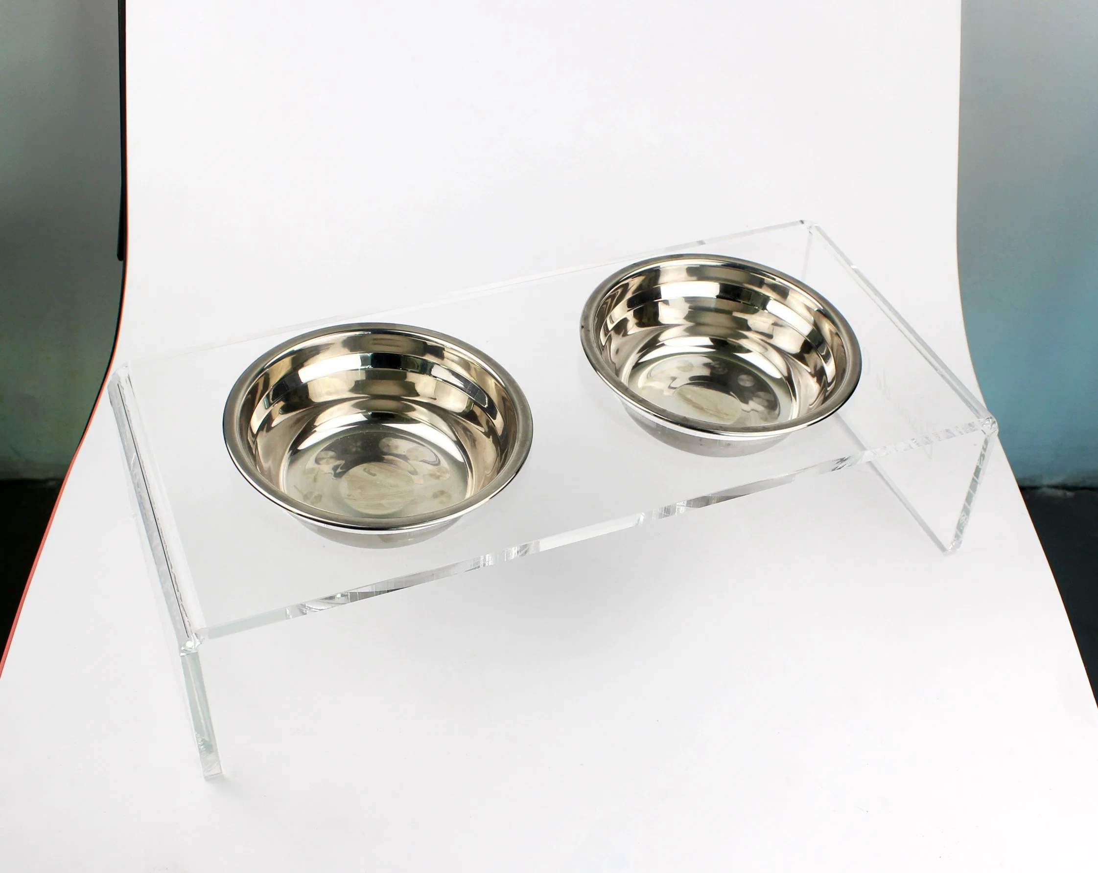 New Design Double Bowls Acrylic Pet Feeder