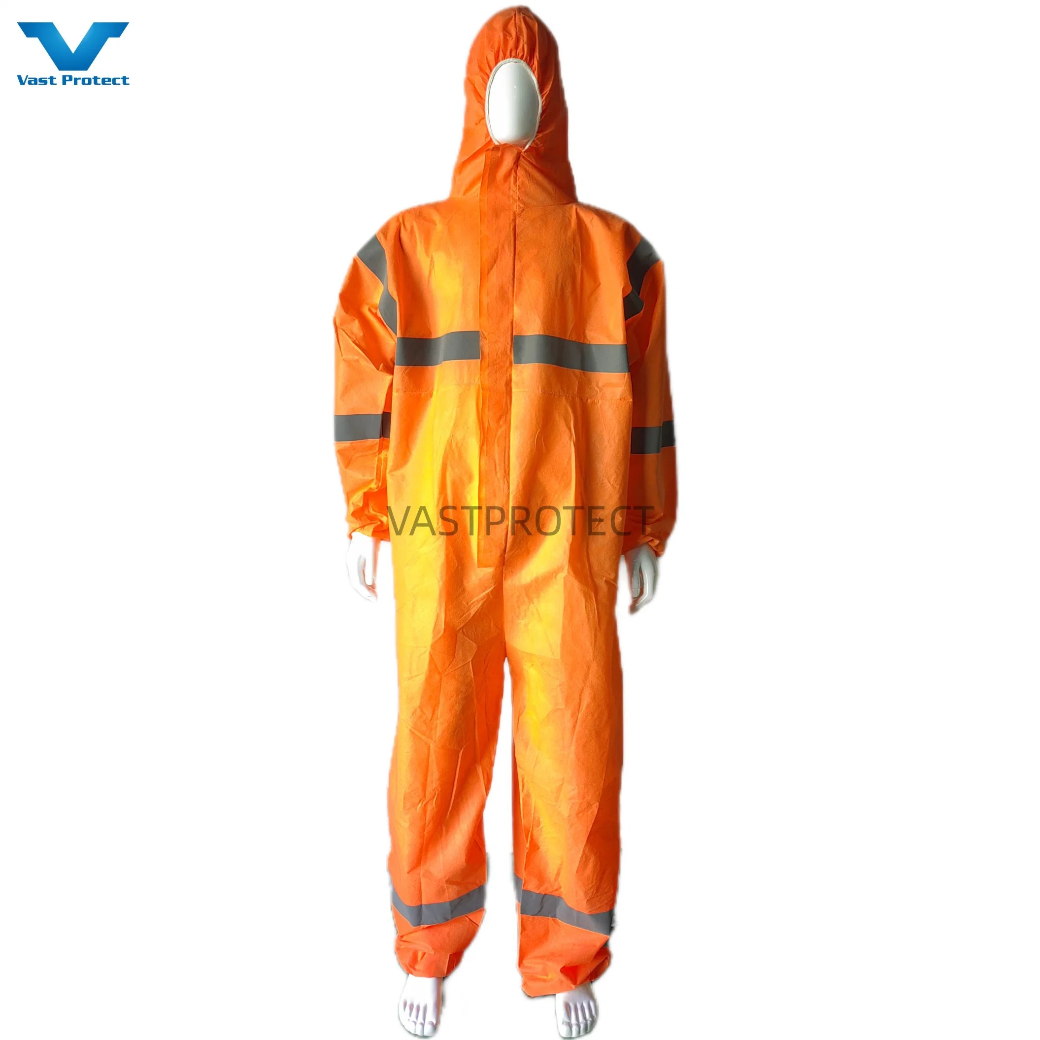 Australia Market PPE SMS Disposable Coveralls Orange Customized Protective Clothing