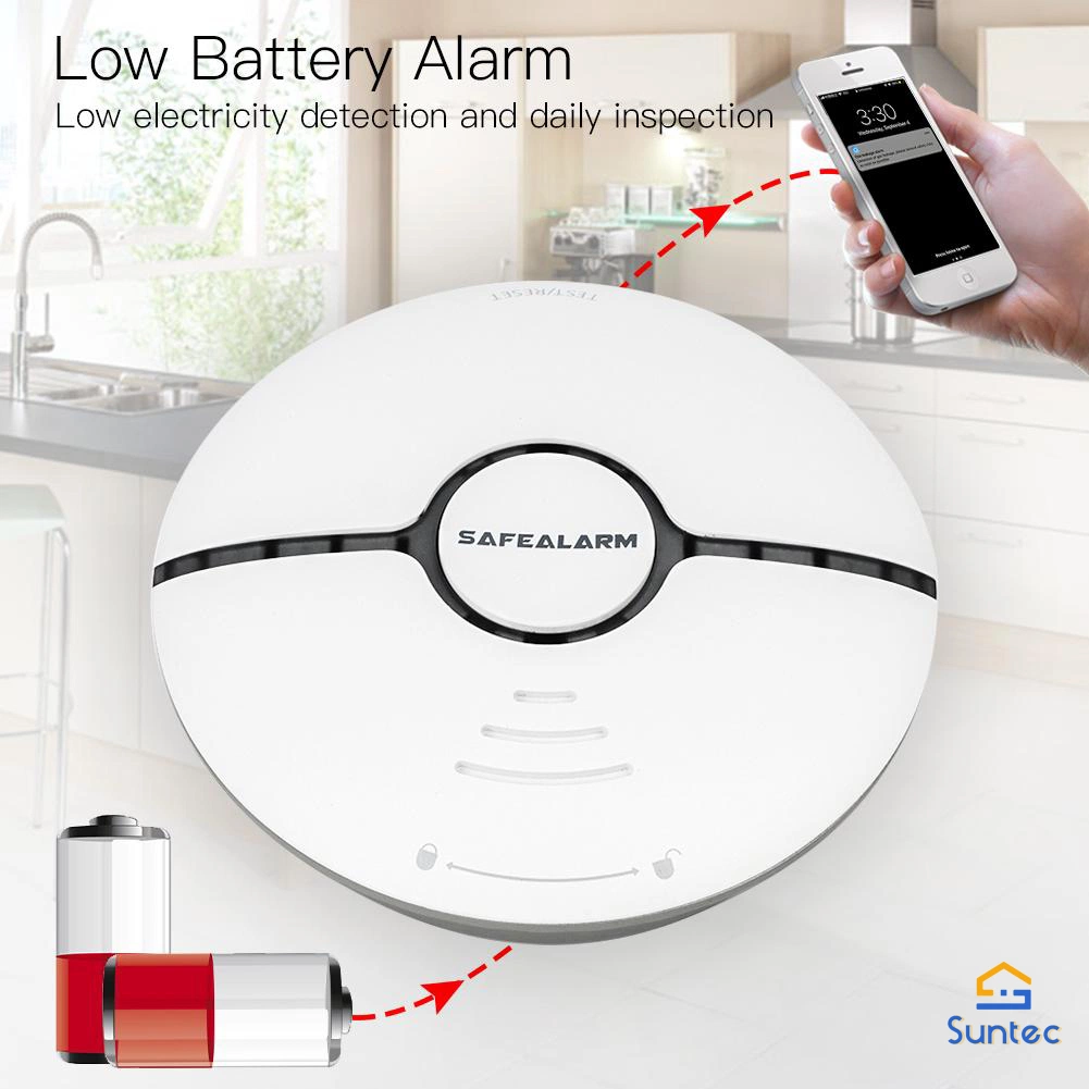 WiFi Smoke Detector Fire and Smoke Alarm Home Security Alarm Compatible with Tuya Smart Life