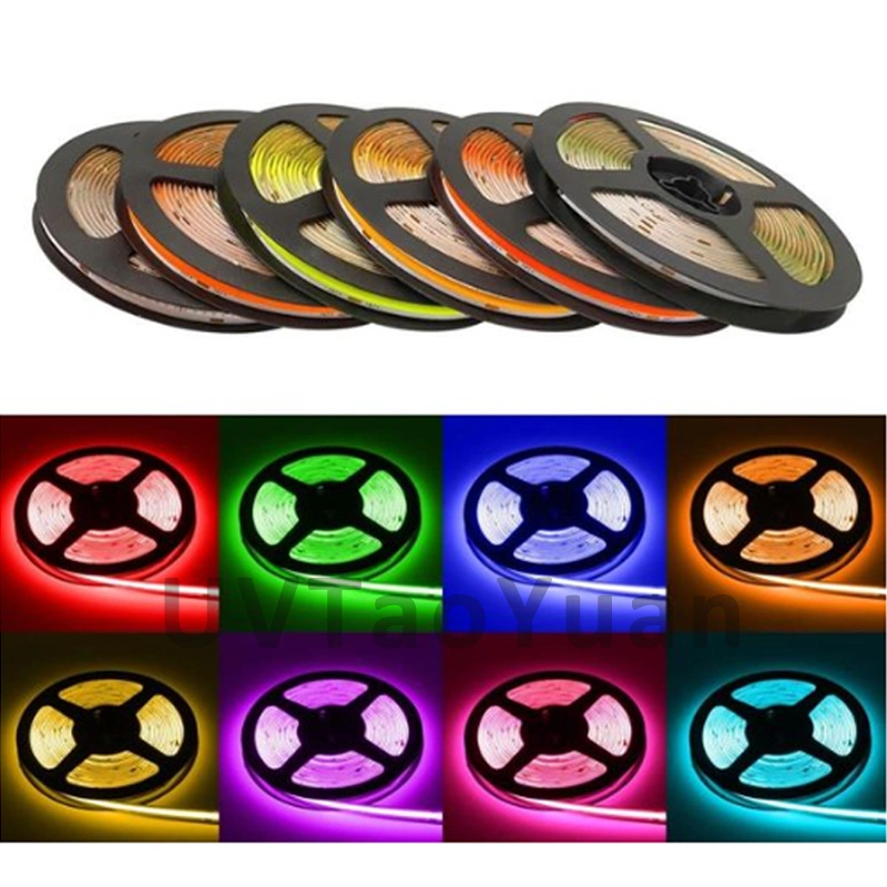 RGB/RGBW/Rgbcw COB LED Strip Light High Density Flex LED Tape Light Dimmable Fob Linear Ribbon DC12V/24V 12mm