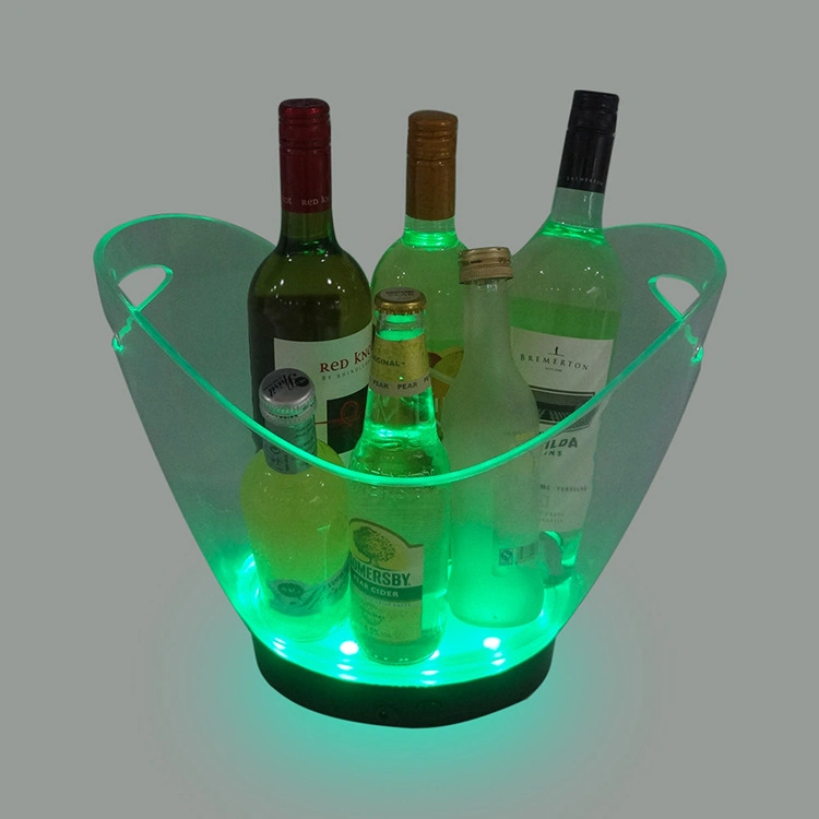 KTV Bar Party Oval Shape LED Wine Vodka Whiskey Champagne Buckets Acrylic Plastic Ice Bucket