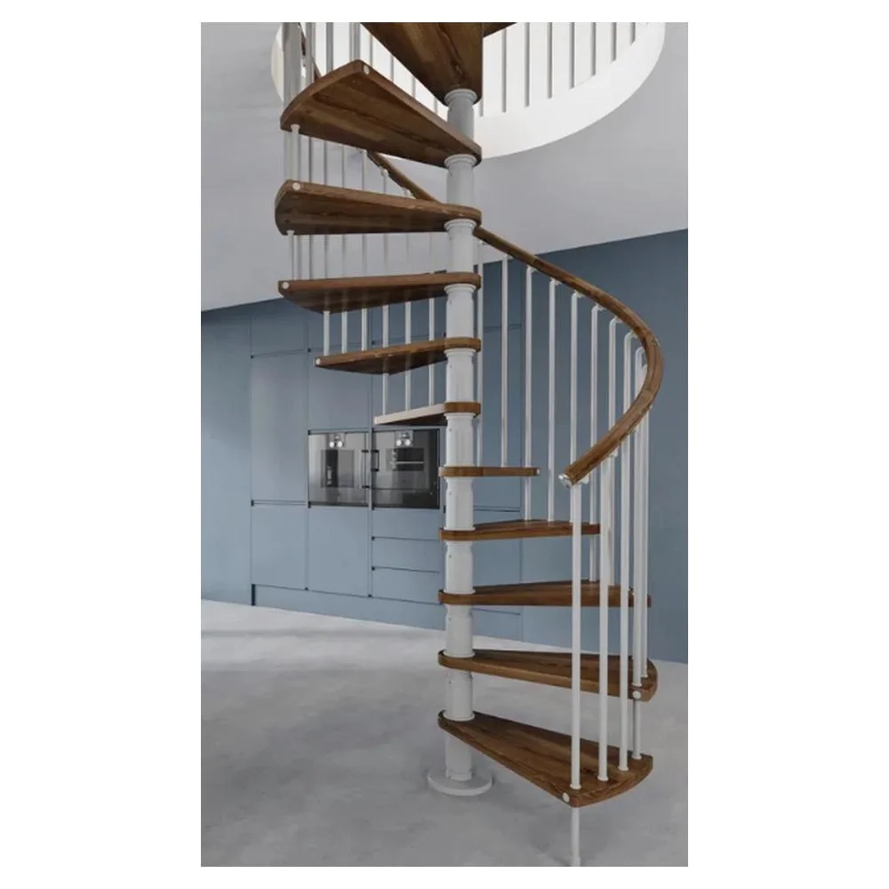 Prima Classic Interior Acero espiral Stair Madera a medida