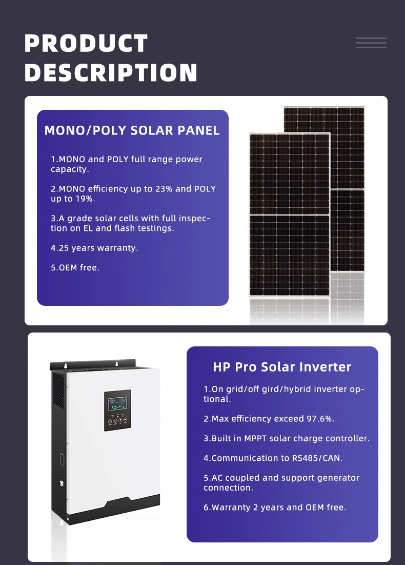 High Efficiency off-Grid 3kw 5kw PV Generator Solar Energy Power System for Outdoor Camping