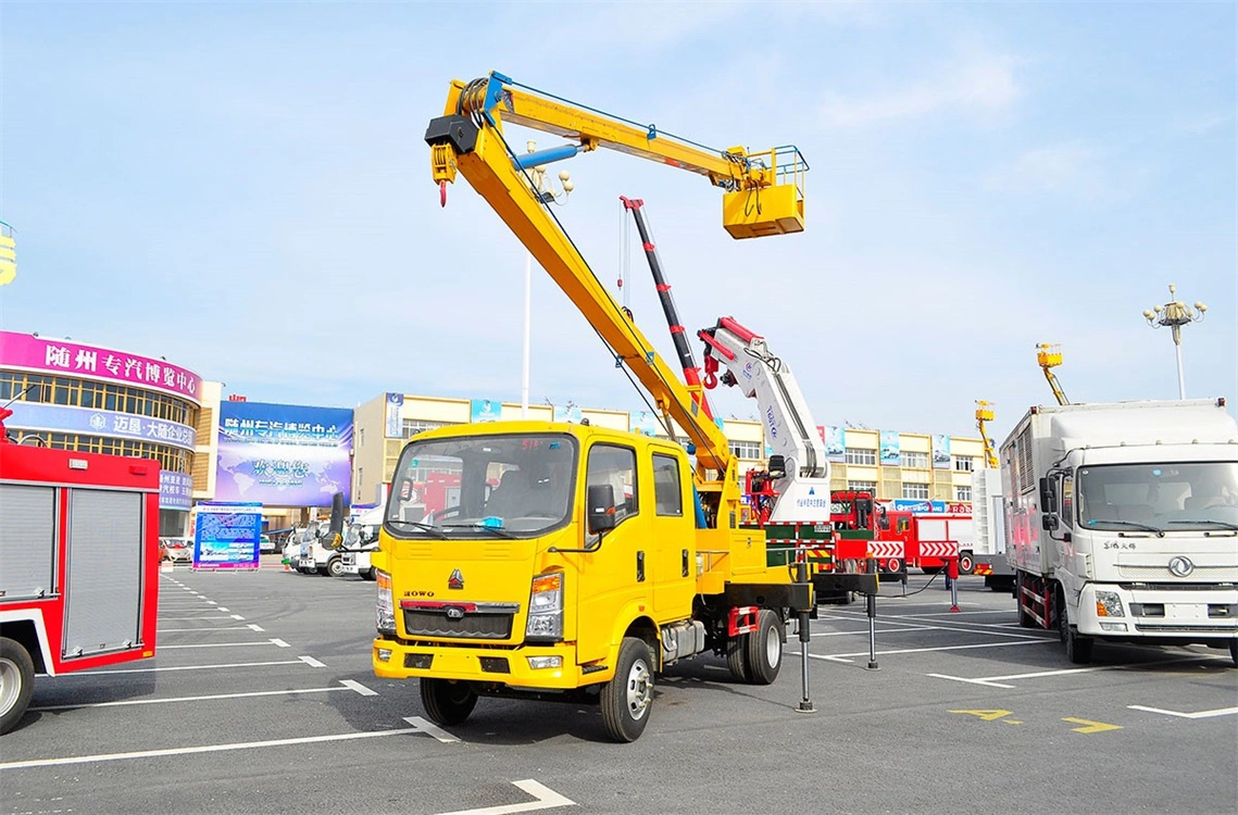 Sinotruk HOWO 16m 16metros Empilhadeira da caçamba da lança telescópica com Cherry Picker