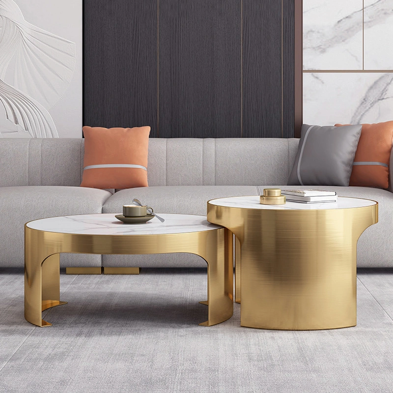Design elegante de promoção de venda quente MDF Metal Mesas Redondas mesa de café para a sala de estar cesto de armazenamento de dados móveis