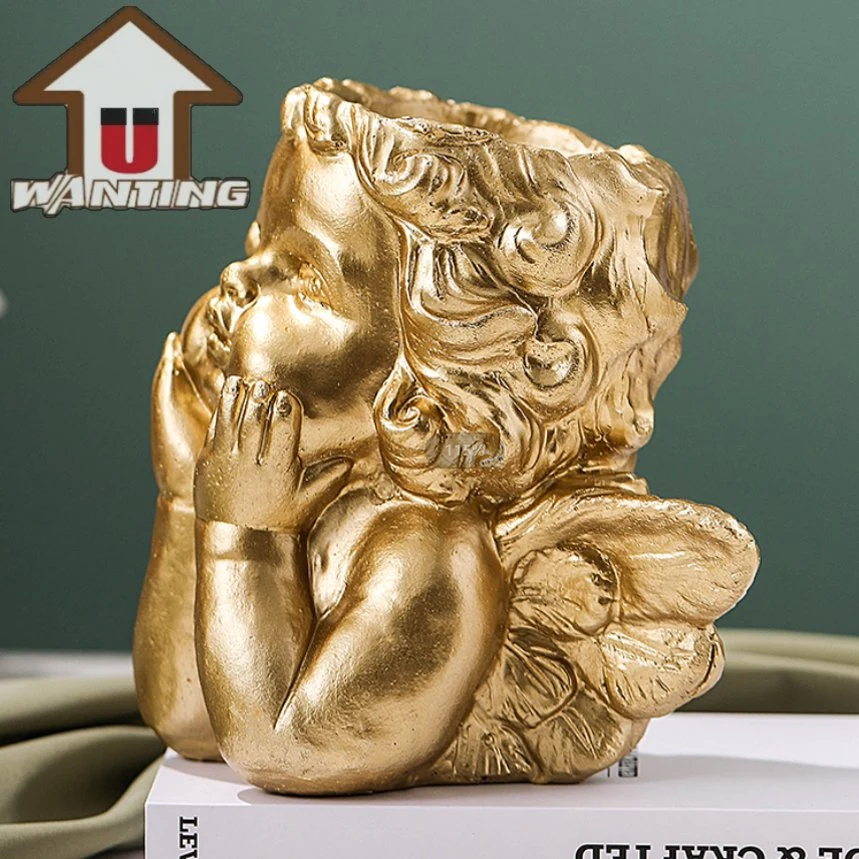 Beautiful Design Bust Baby Angel Face Head Child Statue Flower Pot Outdoor