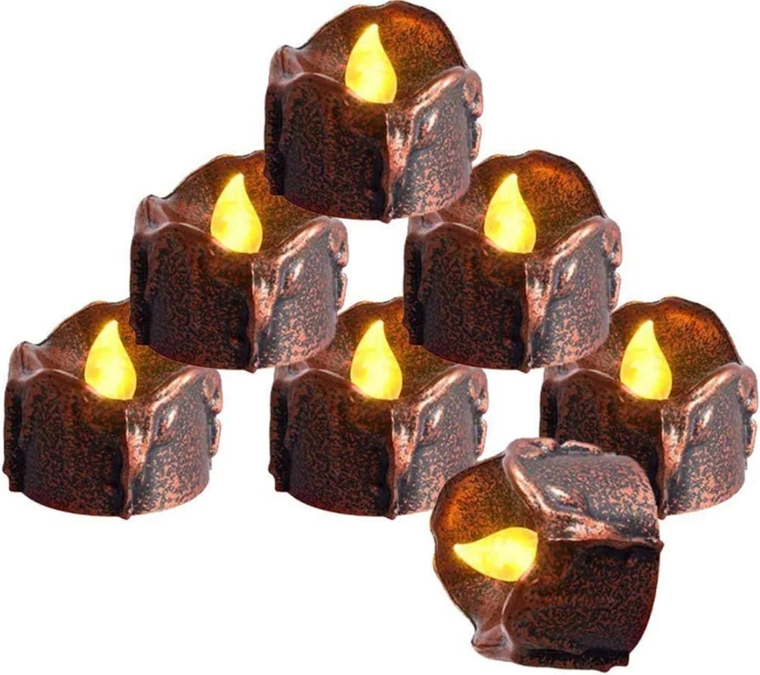 Black Shell Tears LED Electric Tea Lights Amarelo Twinkling Tea Luz para decoração de casa