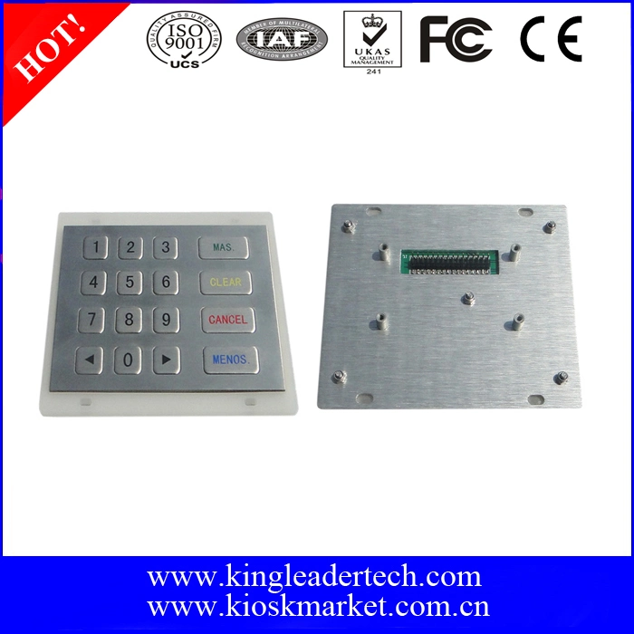 Metal Numeric Keypad with 16 Flush Keys Pin Connector