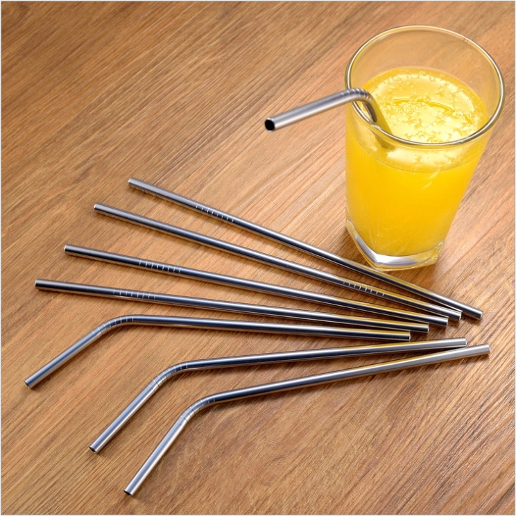 Stainless Steel Straight Bent Drinking Beverage Straw for Home Bar