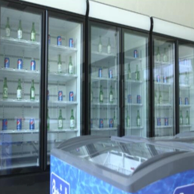 Unidad de refrigeración de casete Enfriador de bebidas en posición vertical de la puerta de cristal enfriadora de pantalla