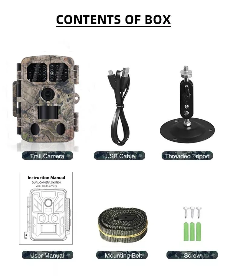 Hot Selling Waterproof IP65 WiFi Bluetooth 4K 48MP Wildlife Trail Camera with Night Vision