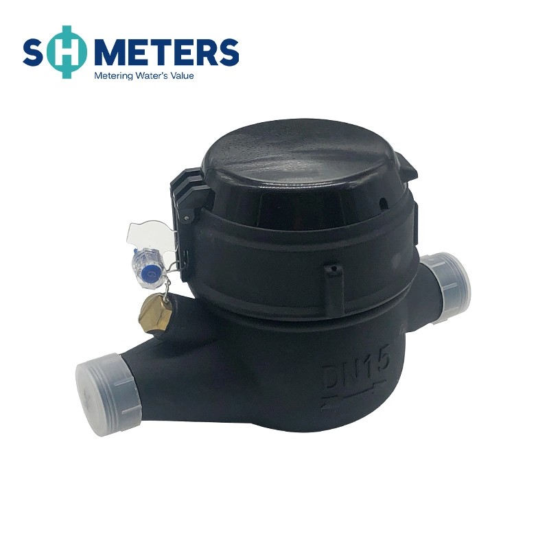 Class C Multi-Jet Dry Type Reed Switch Water Meter Plastic Material for School Pulse Read Display