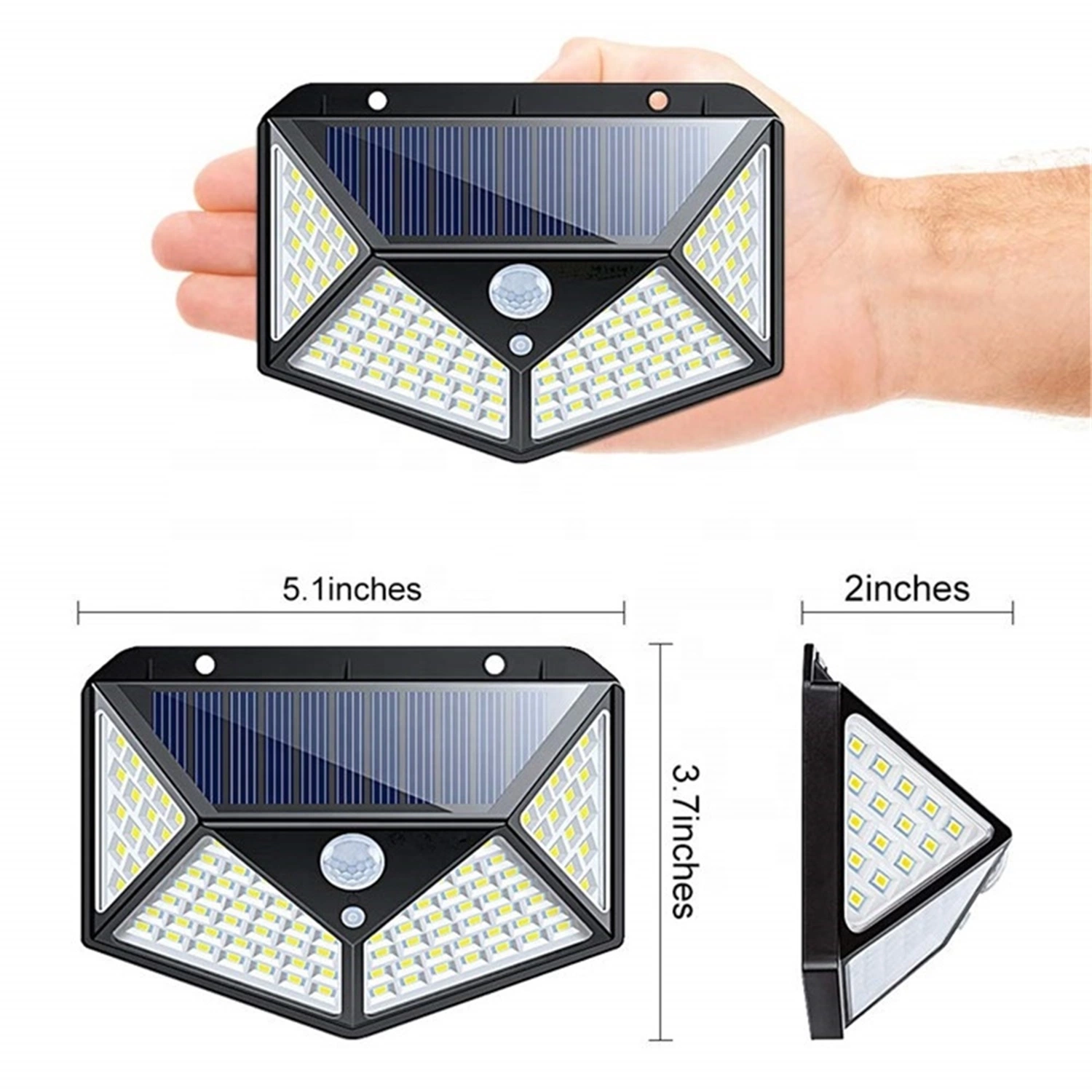 100LED Security Waterproof Outdoor Super Wall Motion Street Garden Solar Light for Front Door Back Yard Garage