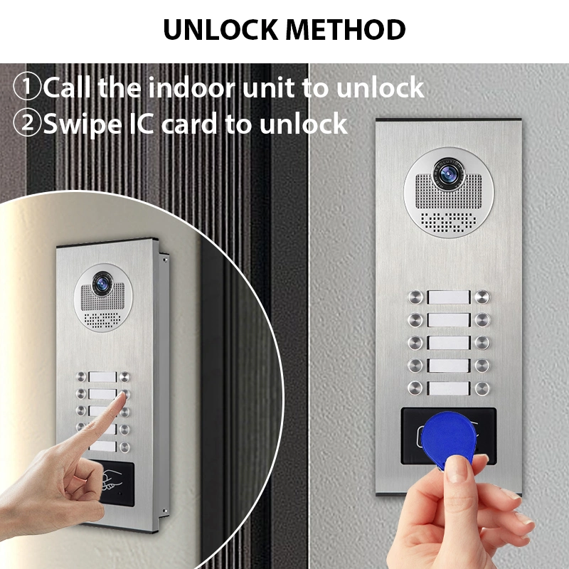 Multi Apartment RJ45 Poe Connect Video Door Phone Intercom System Doorbell