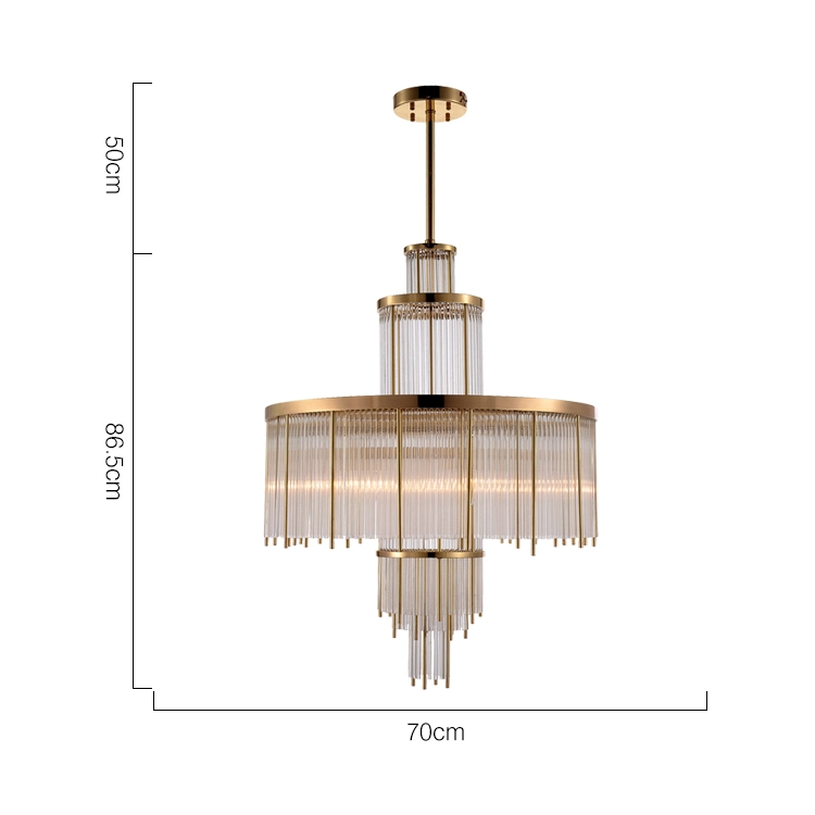 Tikanna New 2021 Modern Clear Crystal Glass Brass Round Pendant Chandelier Lamp for Home Decoration