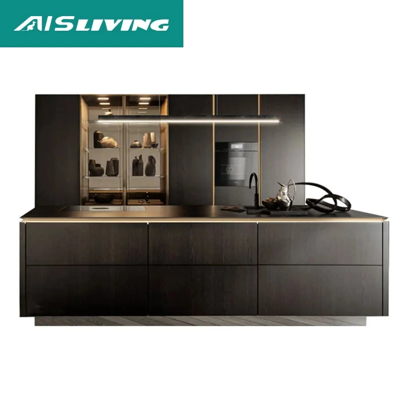 Unit Price Wall Modern Kitchen Furniture Italian Designs Sample Custom Luxury Veneer Kitchen Cabinet Islands Made in China