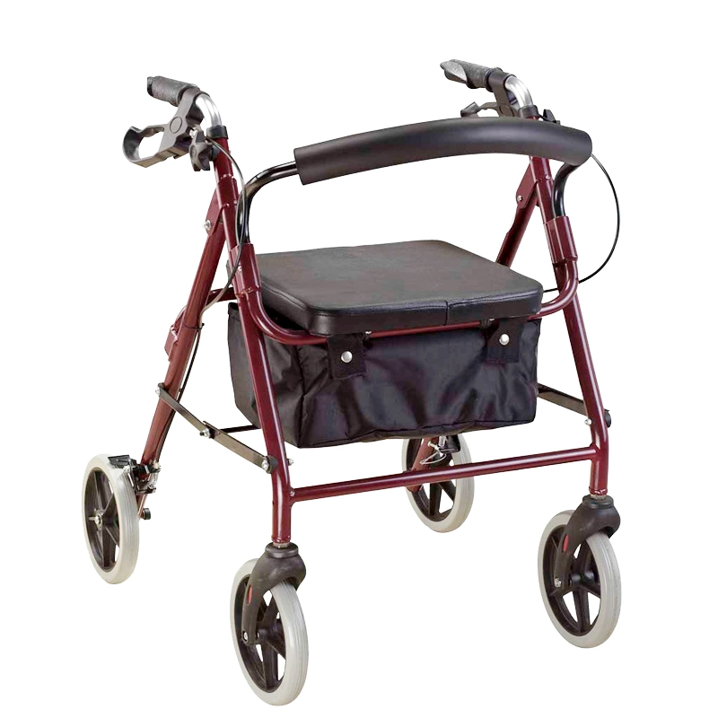 Rollator compras Walker con asiento y la cesta en el exterior de aluminio de ayudas para caminar andador para personas mayores de edad de la imagen de a pie