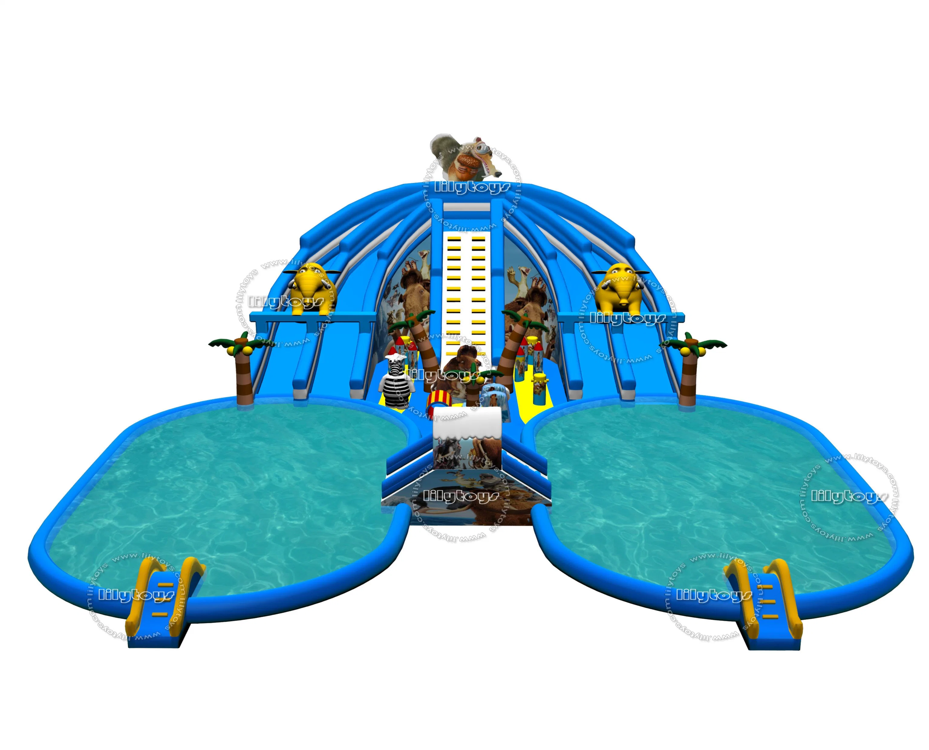 Inflatable Mobile Amusement Park Water Moving Park Animals Theme