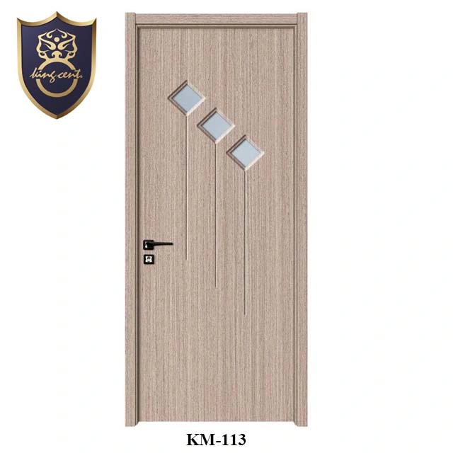 MDF PVC Single Leaf Modern Style Interior Doors with Glass