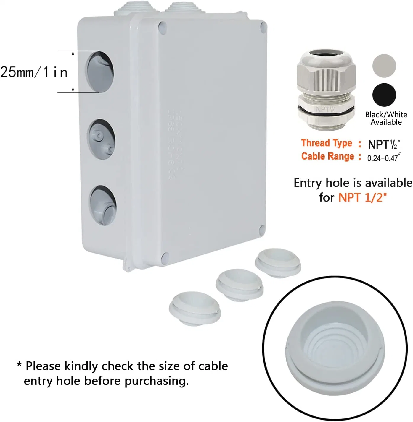 Rfb-Ra 150X150X70 ABS Plastic Dustproof Waterproof IP65 Junction Box Universal Electrical Project Enclosure White