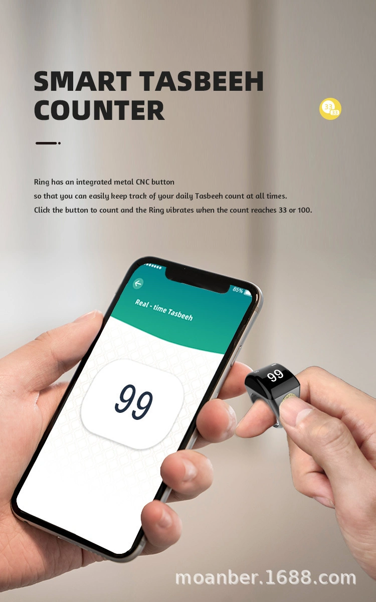 الحلقة الذكية الرقمية عدد الصلاة خاتم الأذان حلقة Zikr الذكية هدية