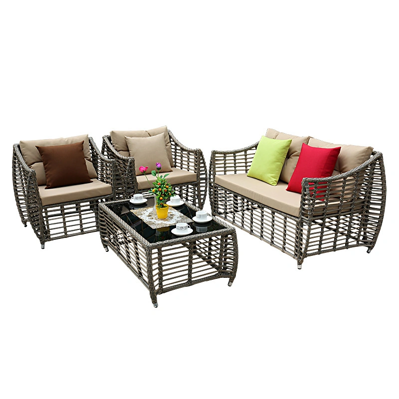 Home Rattan Metal Frame Garden Sofa Outdoor Patio Set Dining Table Chair Sofa