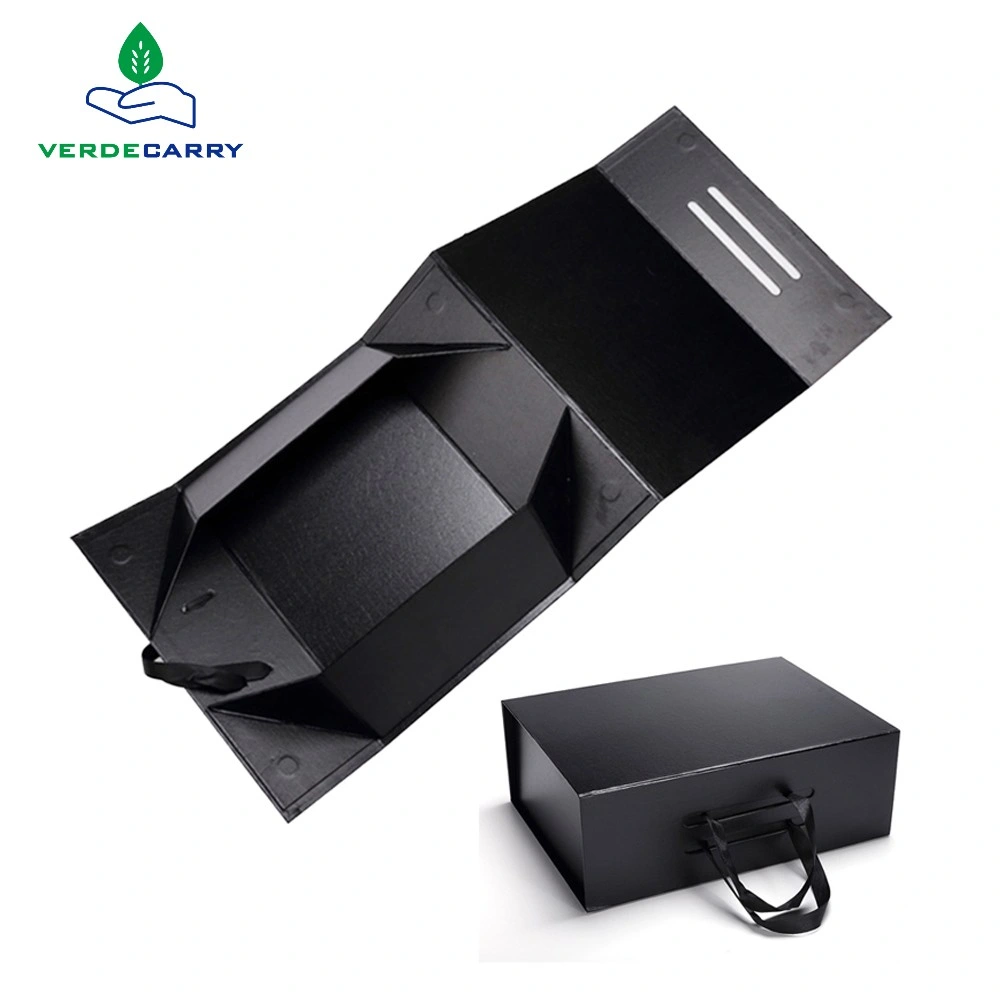 Custom Large Small Kraft Cardboard Packaging Shipping Black Corrugated Mailer Box with Ribbon Handle