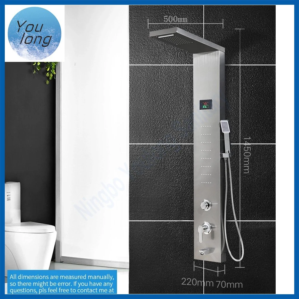 Shower Panel Stainless Steel Wall Mounted Black Shower Column Set Bathroom Wall Panel