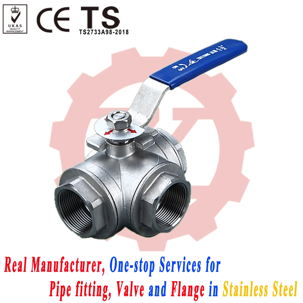 Stainless Steel L/T Type Three Way Ball Valve with Mounting Pad