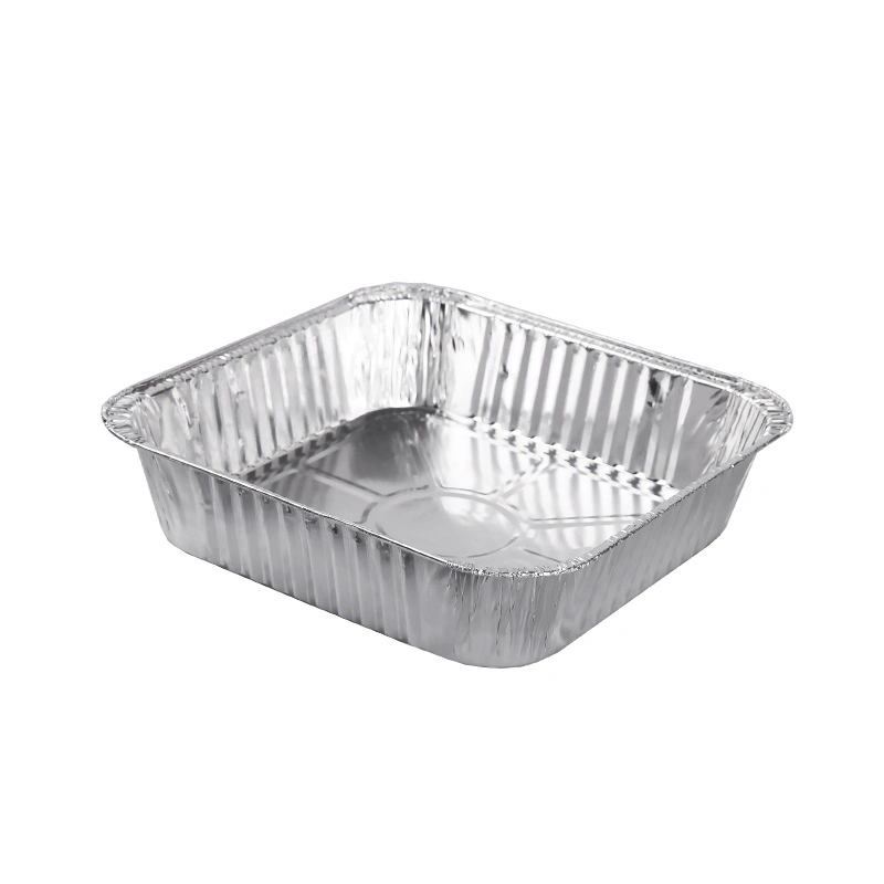 Precio de fábrica de envases de aluminio desechable Torta Rectangular bandeja de hornear con tapa