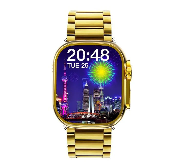 Популярные продажи M9 Ultra 24K Gold Case Smart Electronic Watch Благодаря высокой емкости и времени автономной работы 100 дней Smart Watch 2023