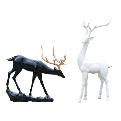 Resin Crafts Life Size Resin Fiberglass Christmas Reindeer Statue Outdoor Decoration for Sale