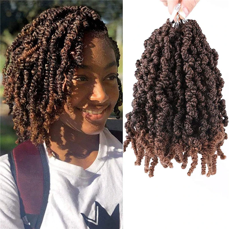 Short Spring Twist Crochet Hair Pretwisted 8" 15roots/Pack Natural Black