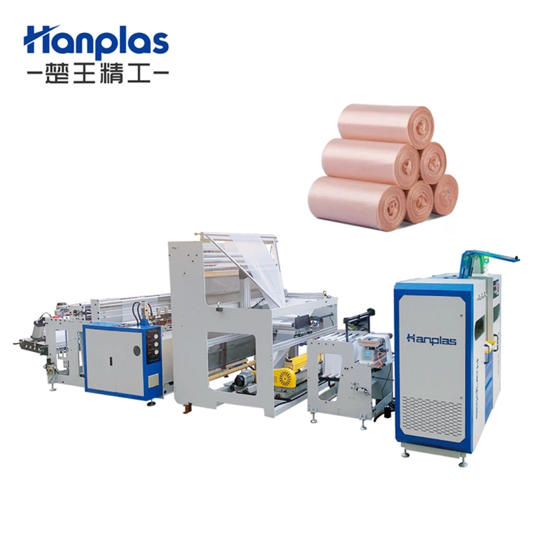 HP-Re Hanplas High Speed Fully Automatic PE V-Fold Bottom Sealing Rolling Garbage Plastic Table Sheet Bags Making Machine