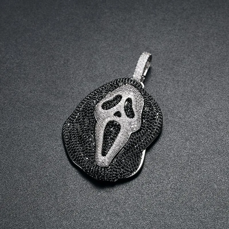 Wholesale/Supplier Iced out Hip Hop CZ Halloween Christmas Ghost Pendant Necklace Gold Plated Jewelry