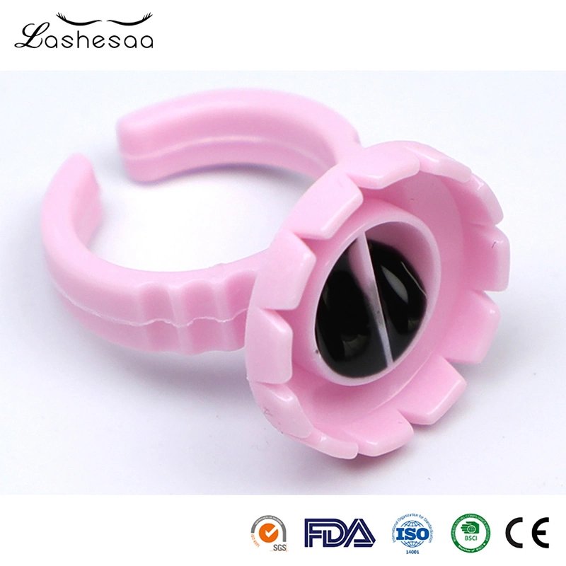 Anneau de colle Mengfan cils de la Chine de cils de la colle bague noire fabricants personnaliser la couleur des anneaux en plastique rose Lash colle cil Outil d'extension de cils Anneau de colle