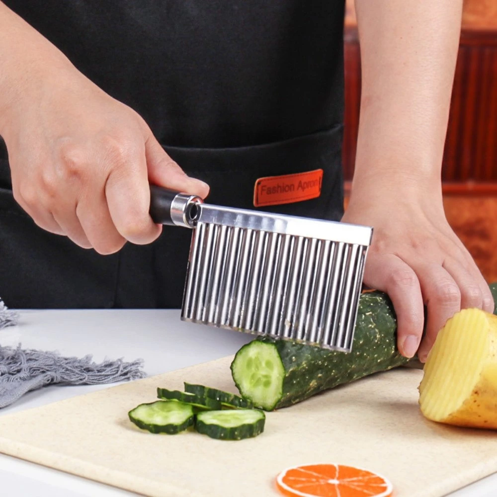 Stainless Steel Blade Corrugated Potato Cutter Wave Knife Plastic Handle Mi24810