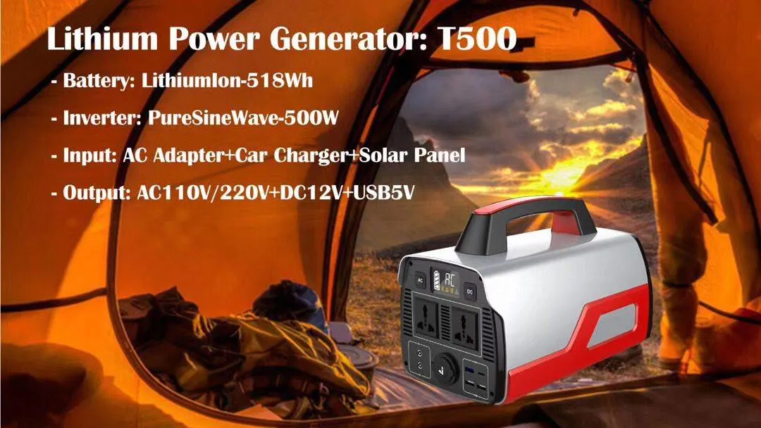 518wh/500W off Grid Portable Solar Generator Energy Power System Portable Solar Generator