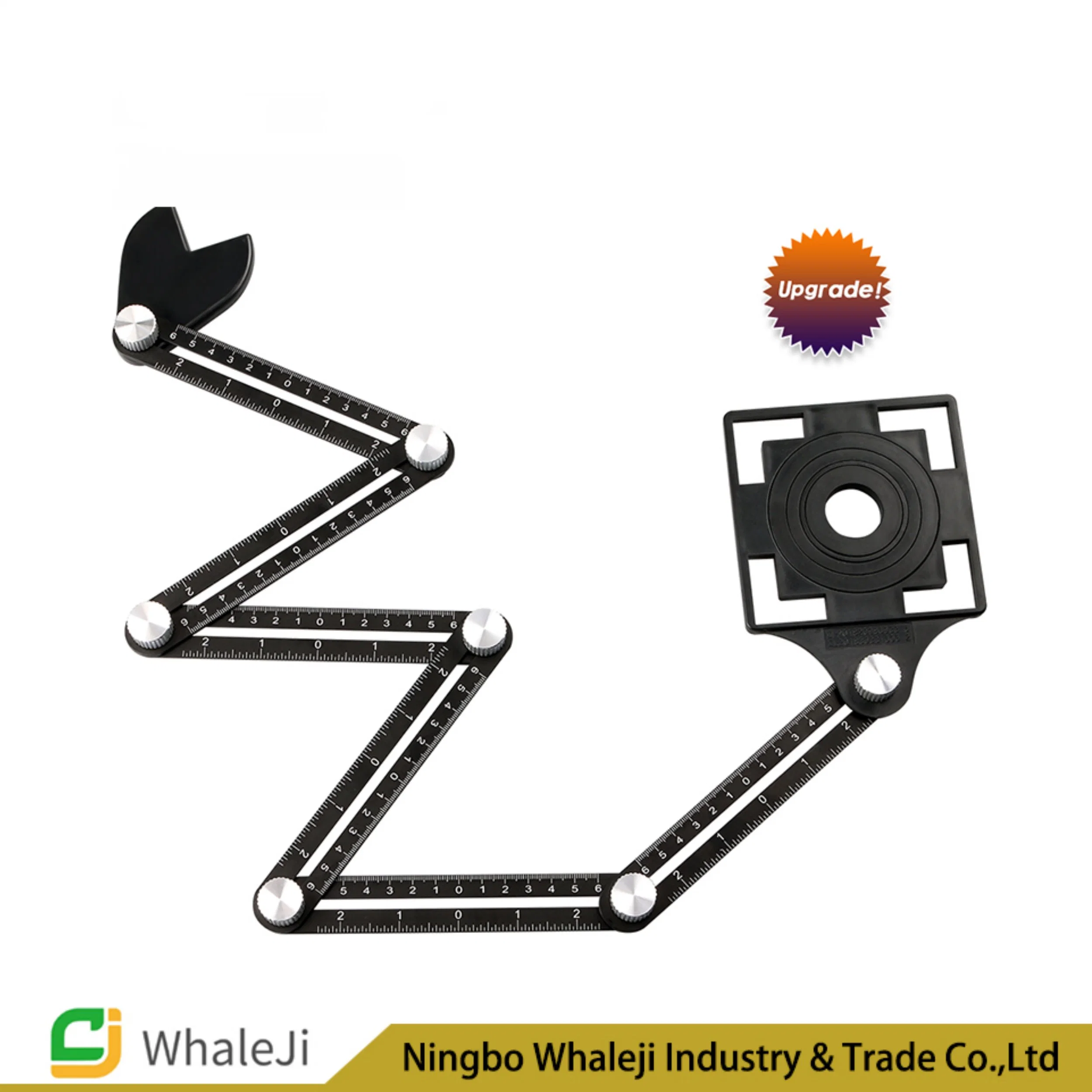 6-Falten Aluminiumlegierung Winkelmesser Messlineal Perforierte Form Schablone Werkzeugfinder Bohrführung Fliesenbohrung oder Messwerkzeug