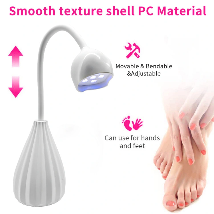 UV LED Nail Lamp 12W Glue Curing Lamp Touchable Gel Portable Mini Nail Dryer 360 Rotatable Hands Free Quickly Nail Lamp