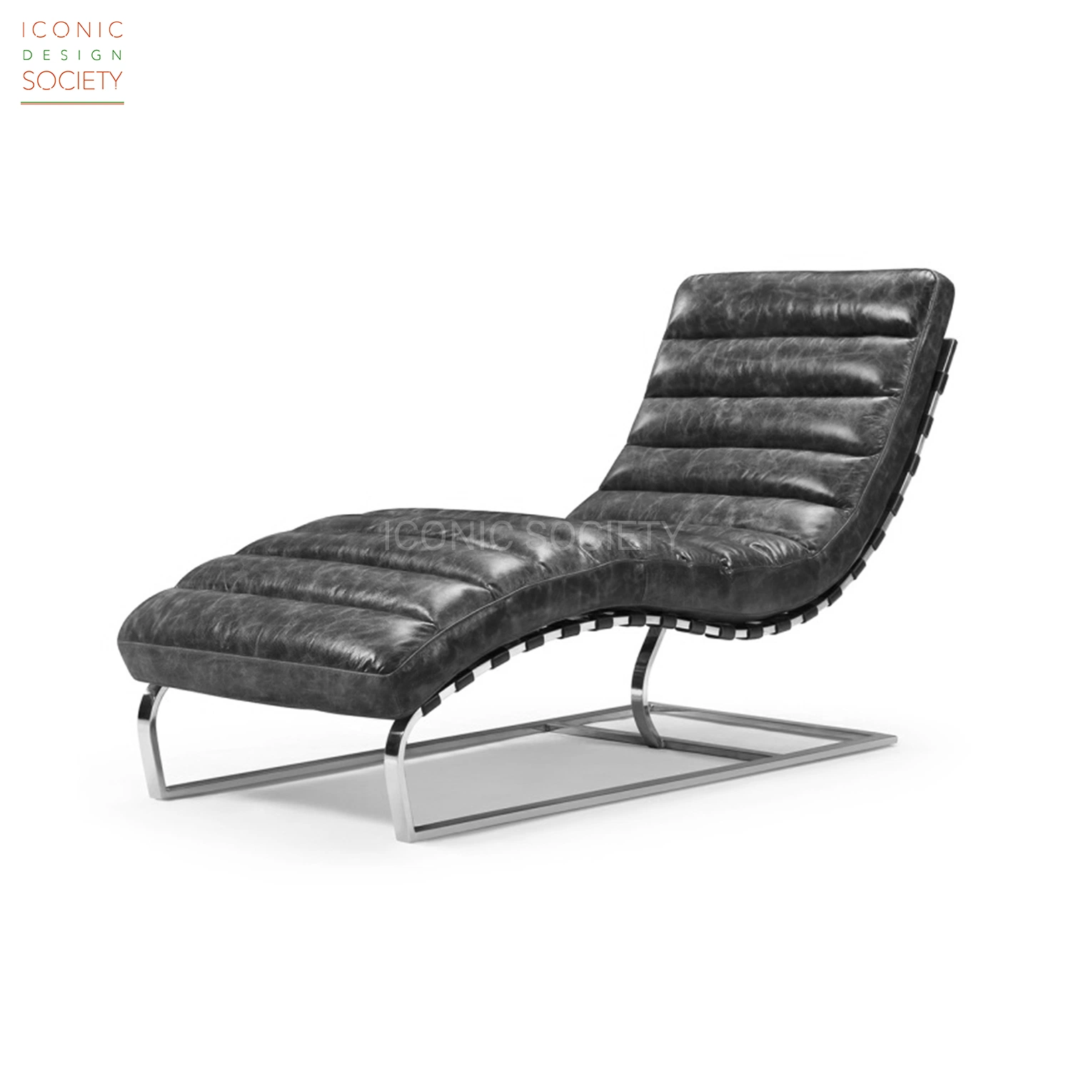 Salon intérieur moderne Hôtel Channel Stitch chaise Leather Lounge Chaise